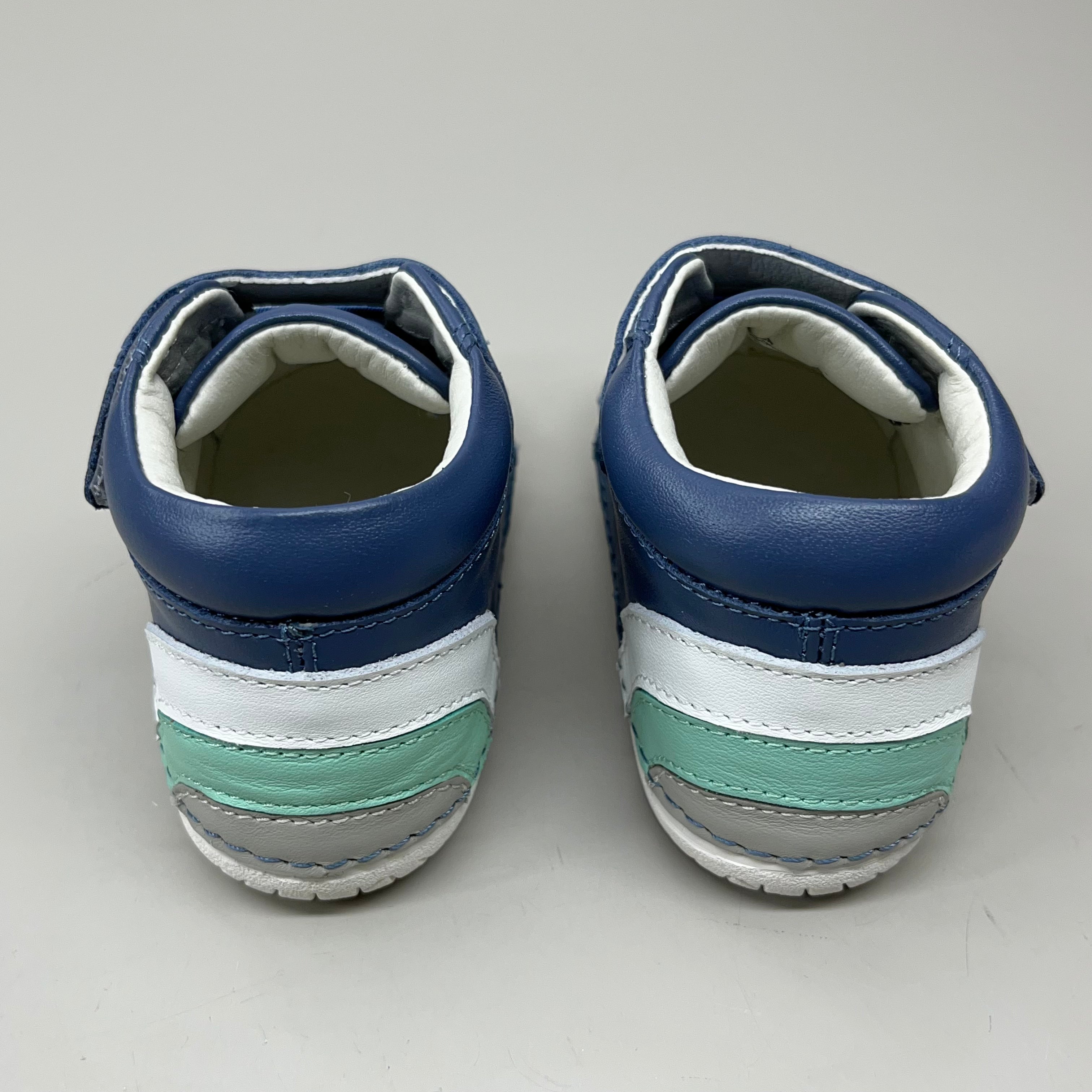 OLD SOLES Baby Rainbow Champster Leather Shoe Sz 20 US 4 Petrol/Snow/Jade/Gris #4091