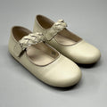 OLD SOLES Lady Plat Braided Strap Leather Shoe Kid’s Sz 29 US 12 Cream #817