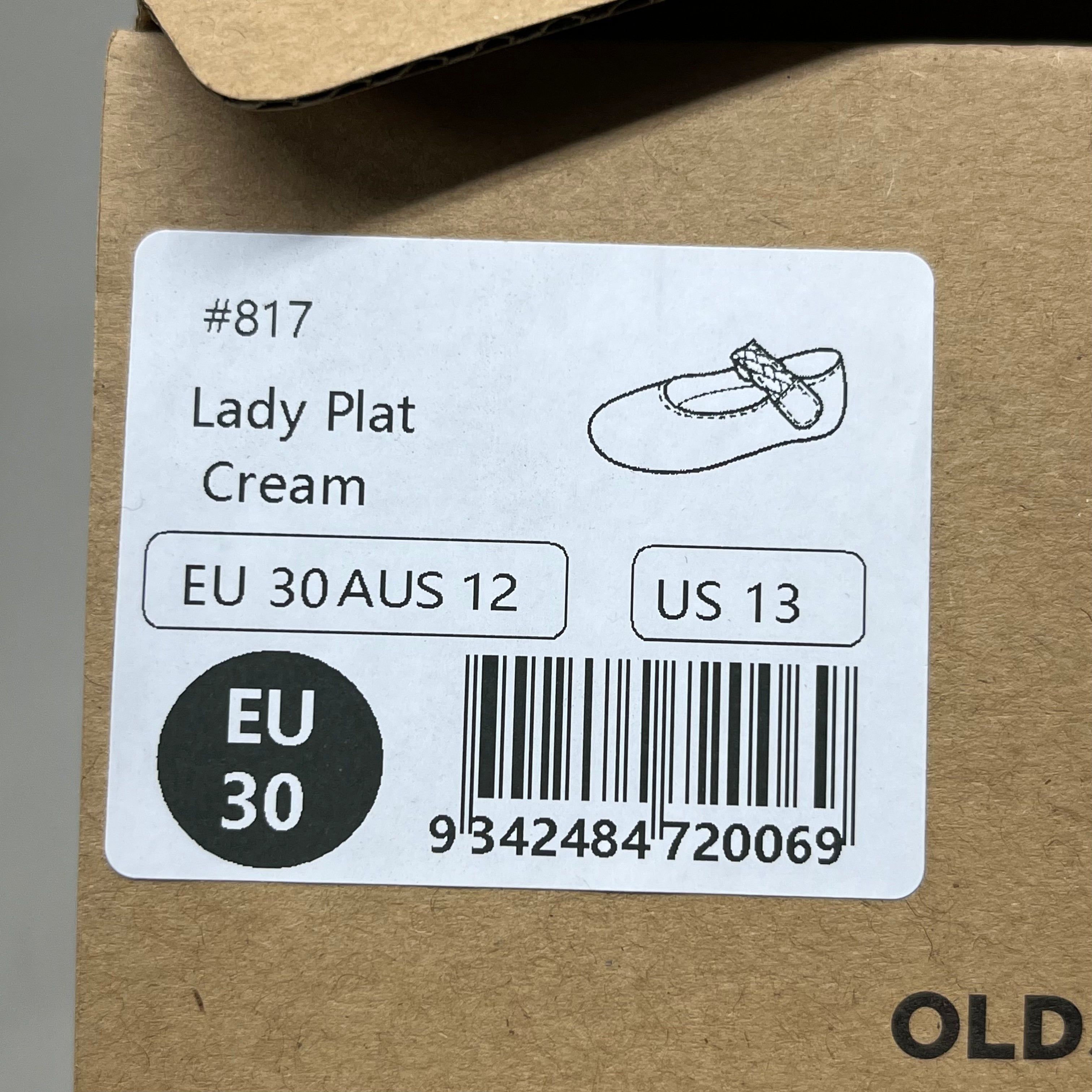OLD SOLES Lady Plat Braided Strap Leather Shoe Kid’s Sz 30 US 13 Cream #817
