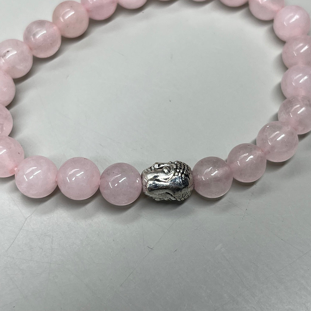 BEST WHOLESALE (12 PACK) Beaded Rose Quartz Crystal Bracelets 3" Silver Head New