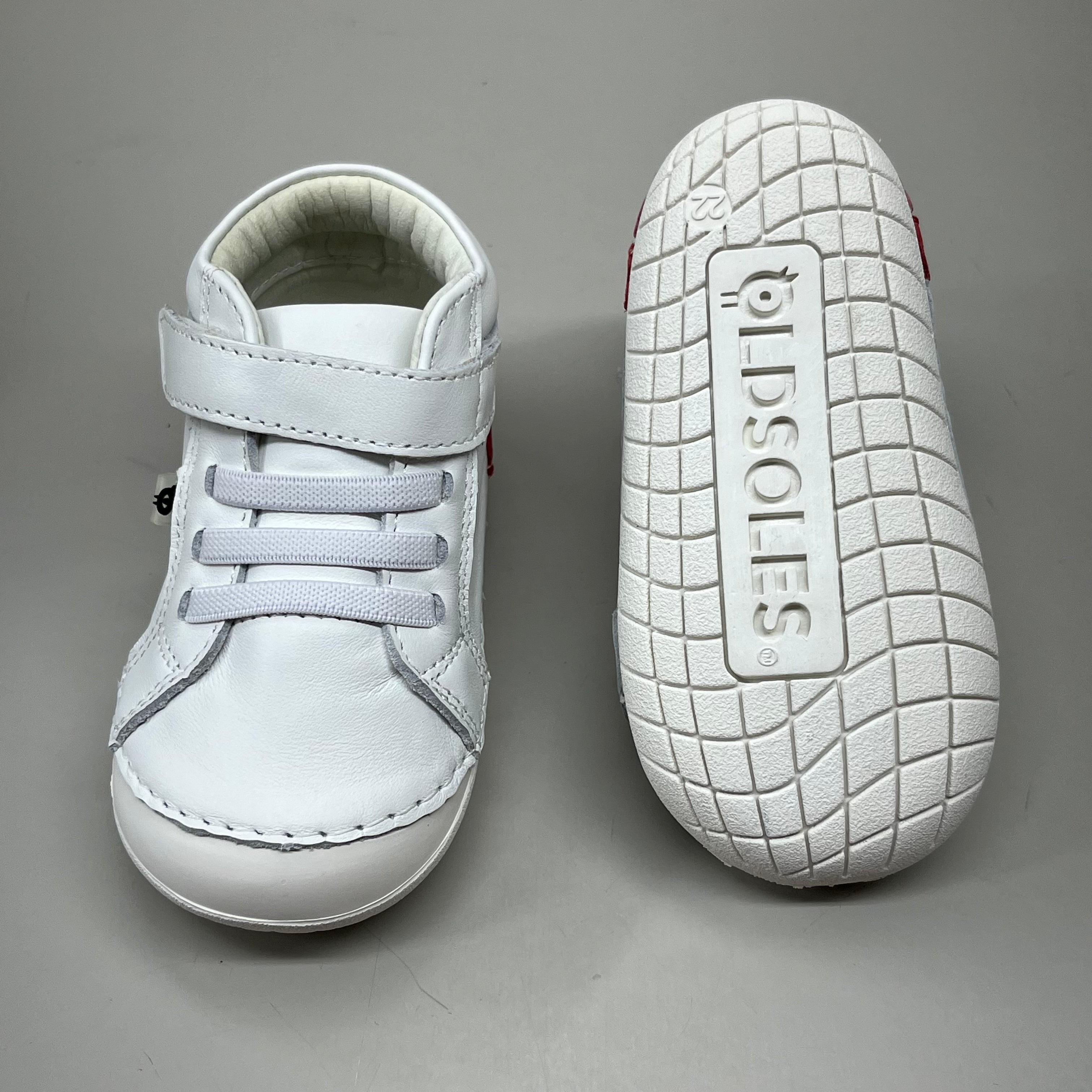 OLD SOLES Baby Champster Leather Shoe Sz 19 US 3 Snow/Red/ Pink/Silver #4091
