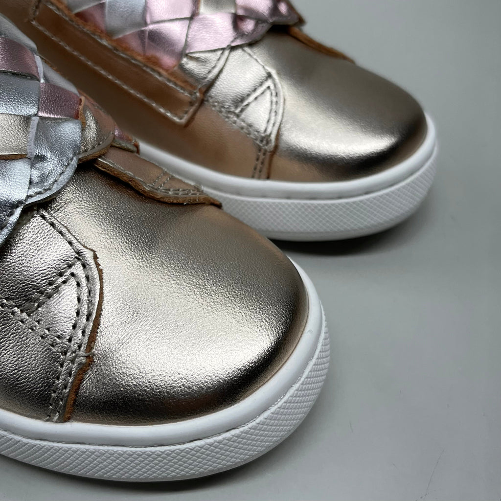 OLD SOLES Igster Sneakers Kid's Leather Shoe Sz 22 US 6 Copper/Silver/Pink Frost #6132