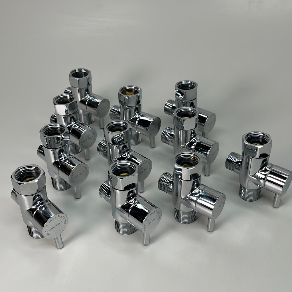 LUXE Lot of 11! Bidet Shut-Off Valve T-adapter 3 Way Connector 3" x 3" Silver