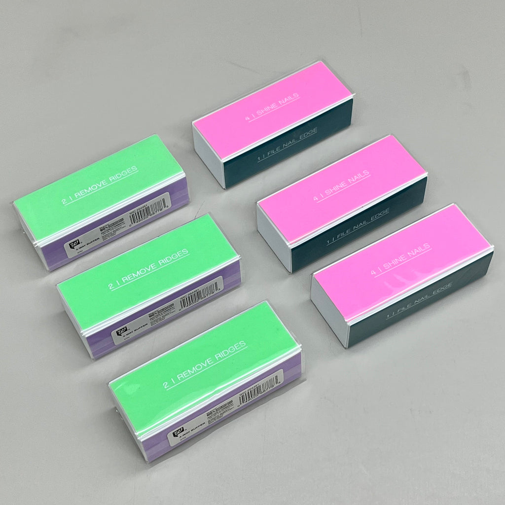 WALGREENS (6 PACK!) 4-Way Nail Buffer 3 1/2" Multi-Color WIC 254461