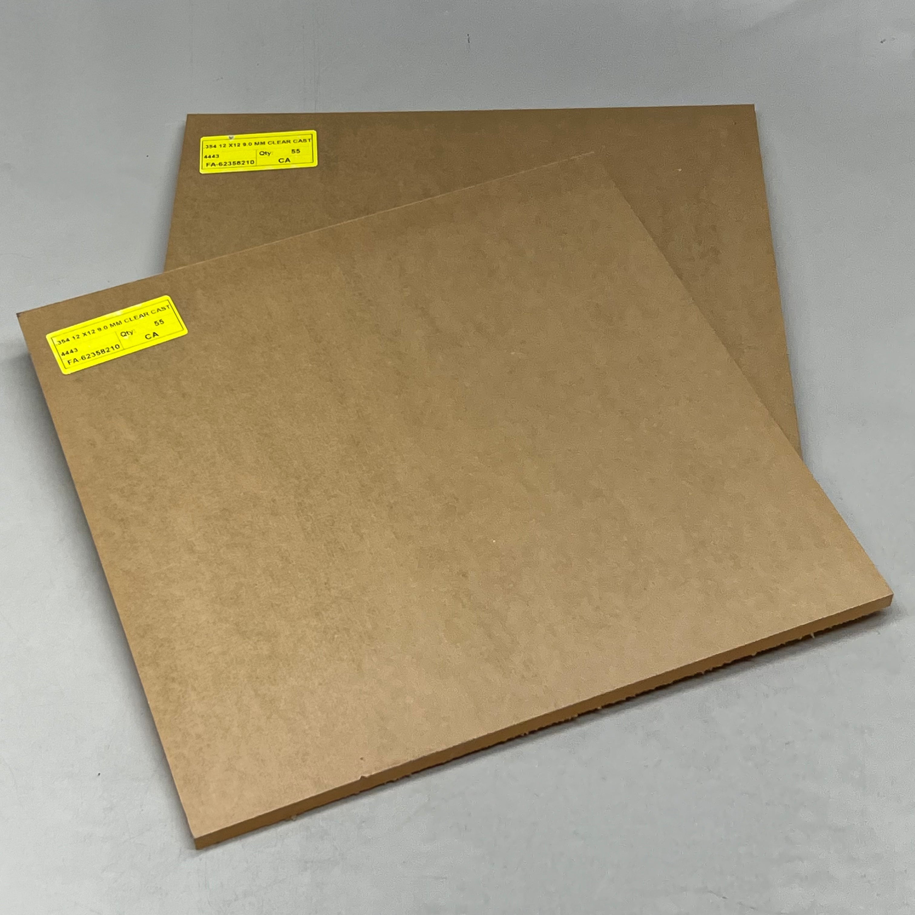 Clear Plexiglass Acrylic Plastic Piece 2PK! .354 X 12" X 12" Paper Masked FA-62358210