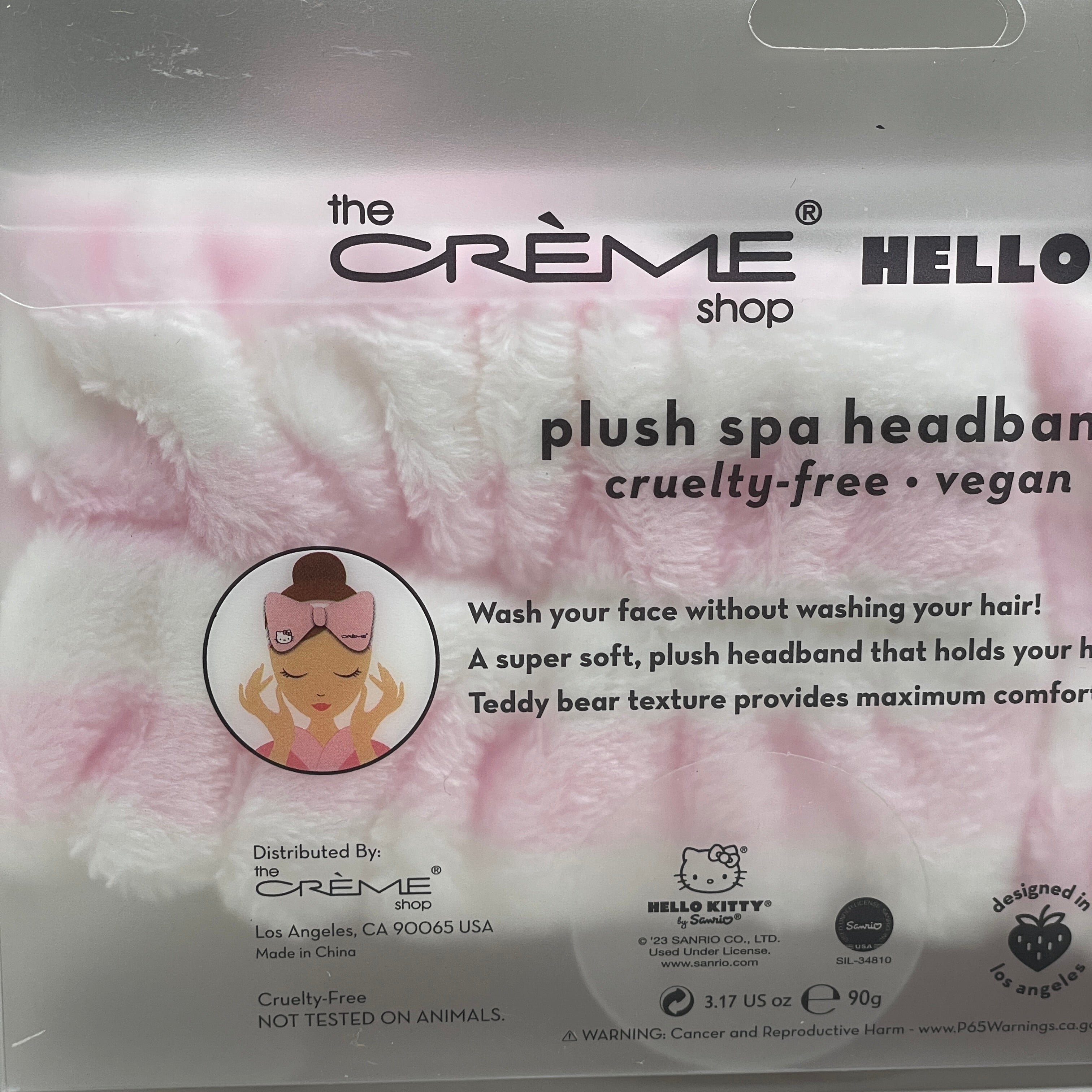 THE CRÈME SHOP Sanrio Hello Kitty Plush Spa Headband Pink Stripe HKHBP6040
