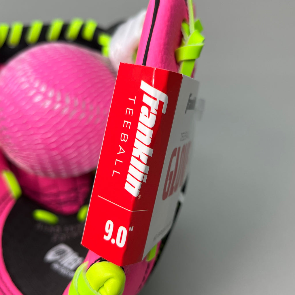 FRANKLIN Sports Youth Ball Glove Right Handed Includes Ball 9" Pink/Green 22852