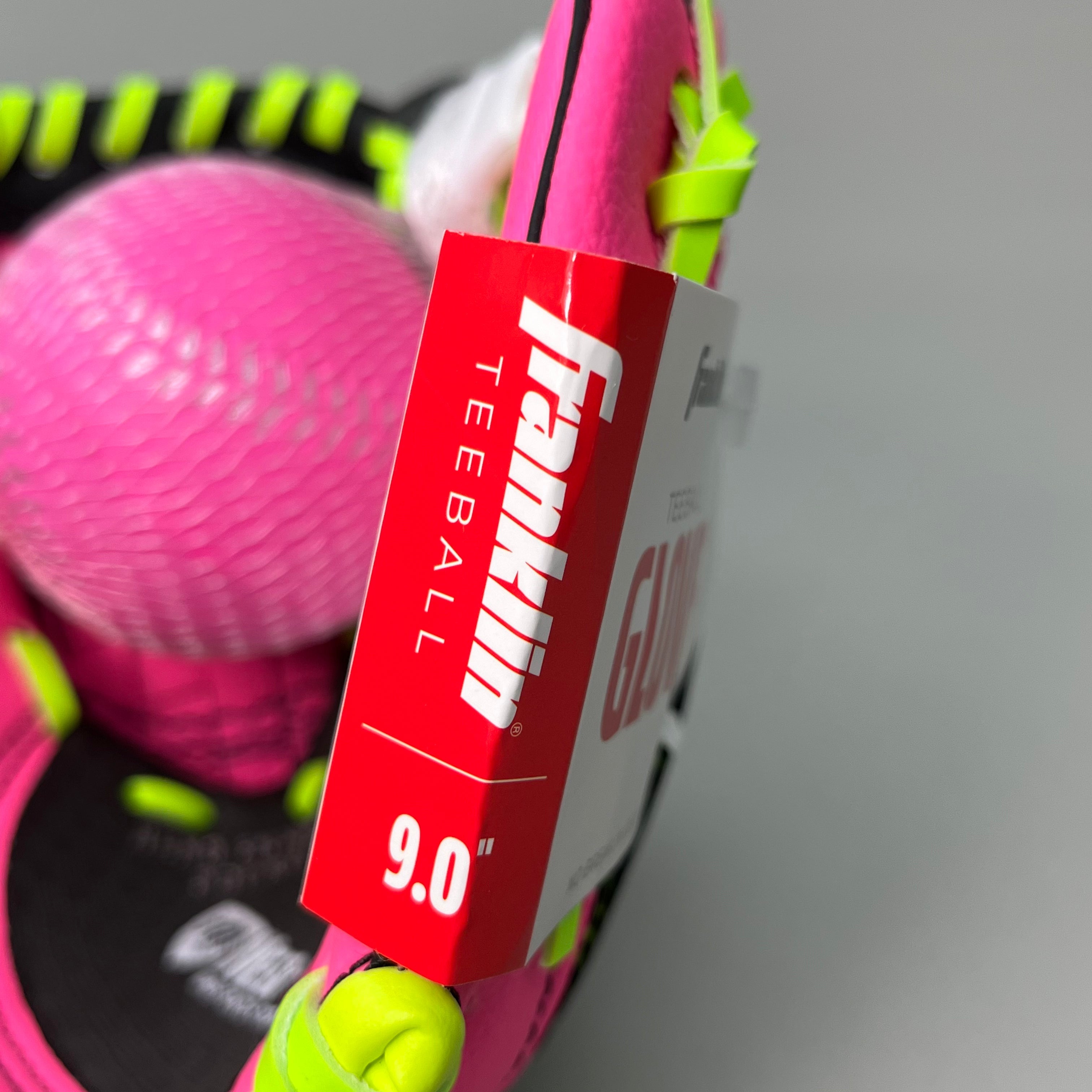 FRANKLIN Sports Youth Ball Glove Right Handed Includes Ball 9" Pink/Green 22852