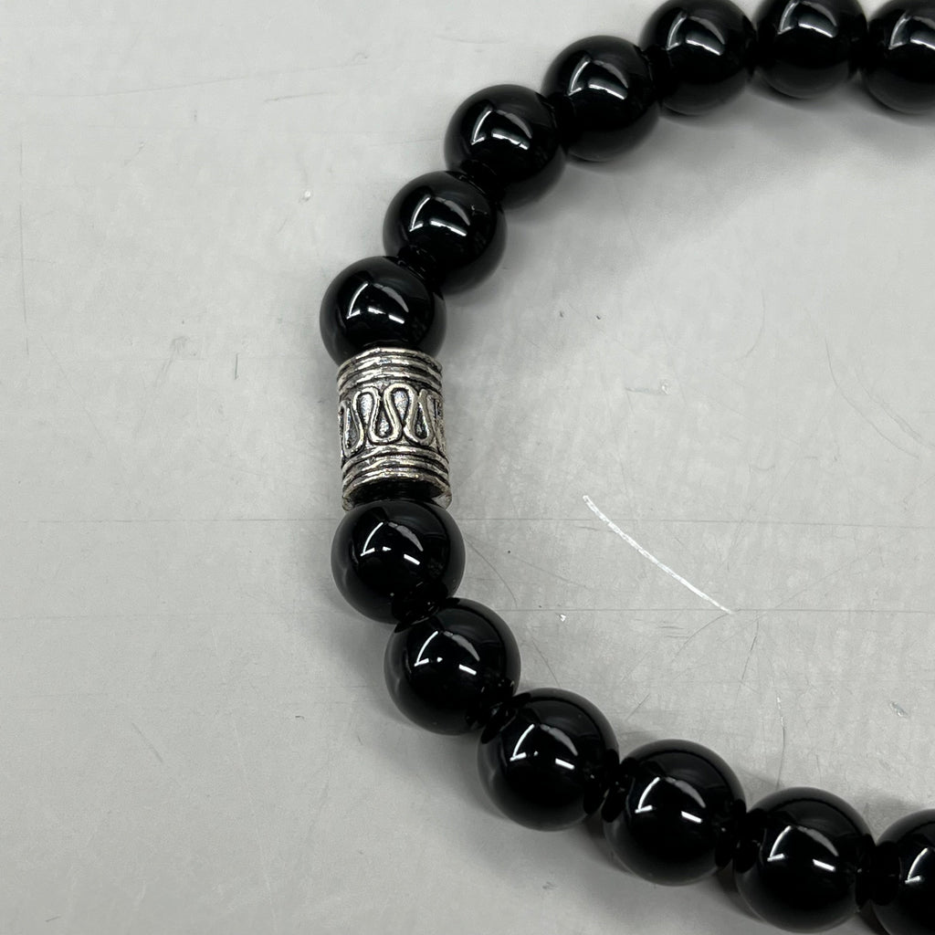 BEST WHOLESALE 6-PACK! Beaded Black Crystal Bracelets 3" Silver Jewel New