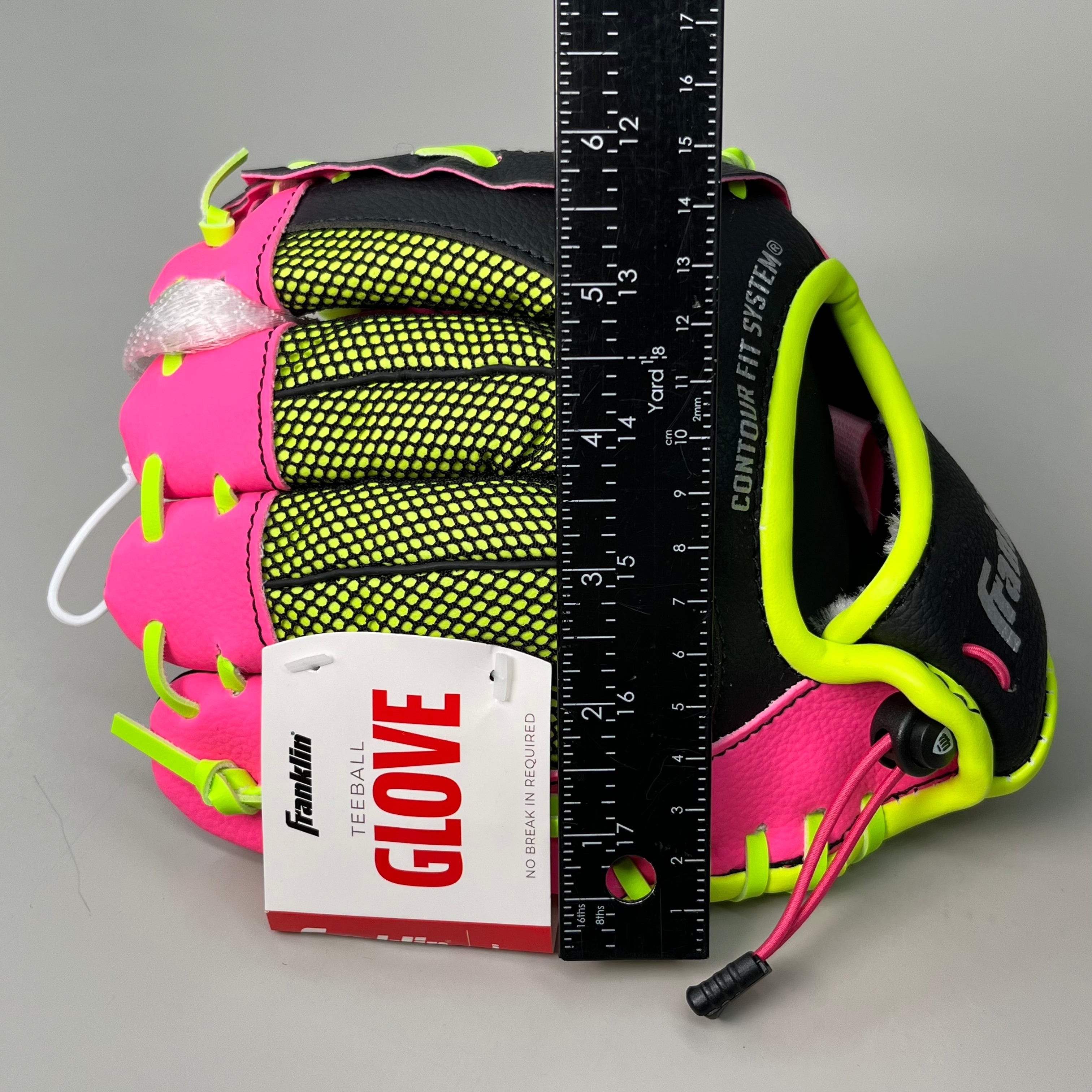 FRANKLIN Sports Youth Ball Glove Right Handed Includes Ball 9" Pink/Green 22852