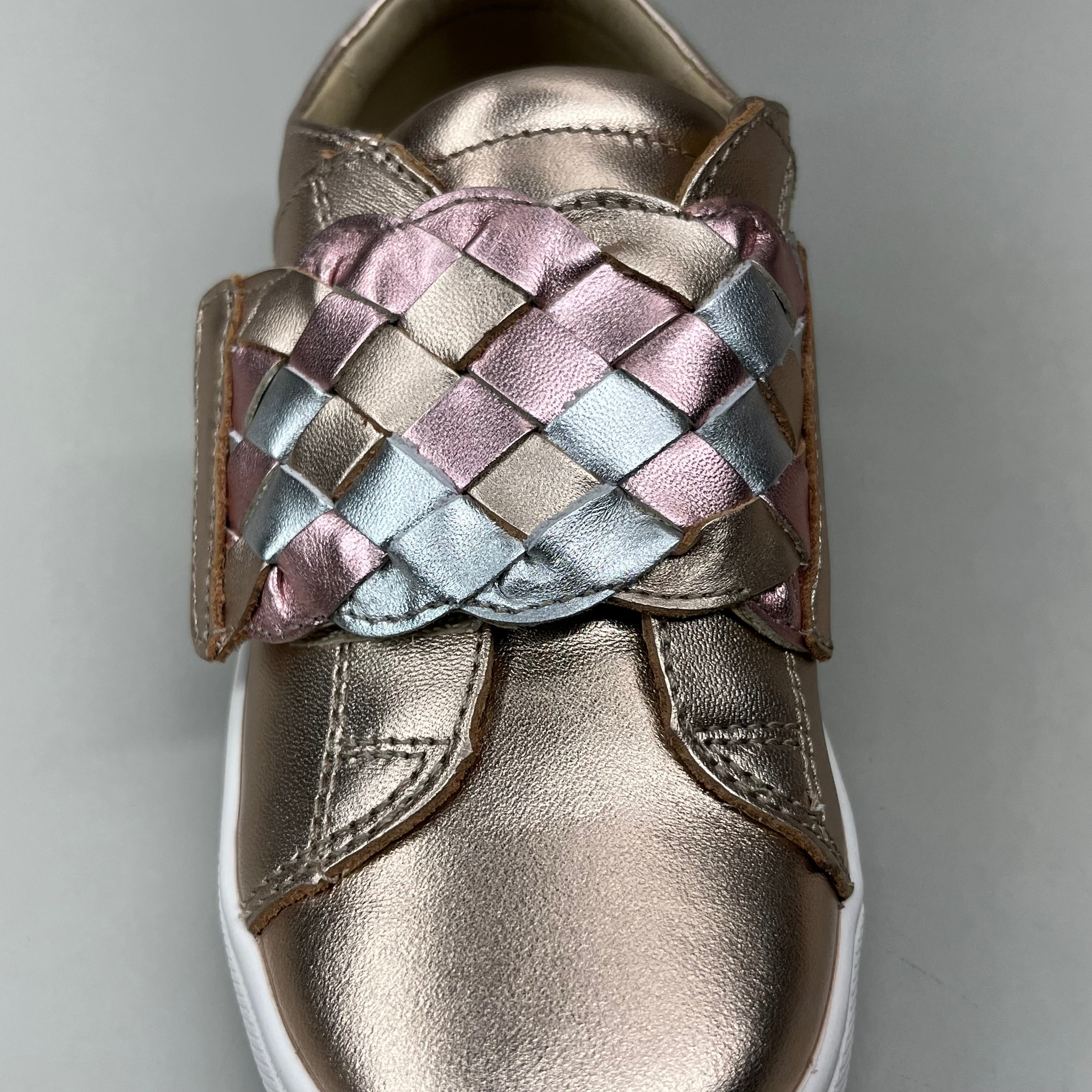OLD SOLES Igster Sneakers Kid's Leather Shoe Sz 22 US 6 Copper/Silver/Pink Frost #6132