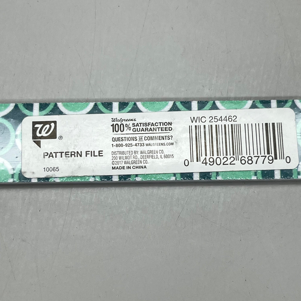 WALGREENS (4 PACK!) Pattern Nail File 7" Green Circles WIC 254462