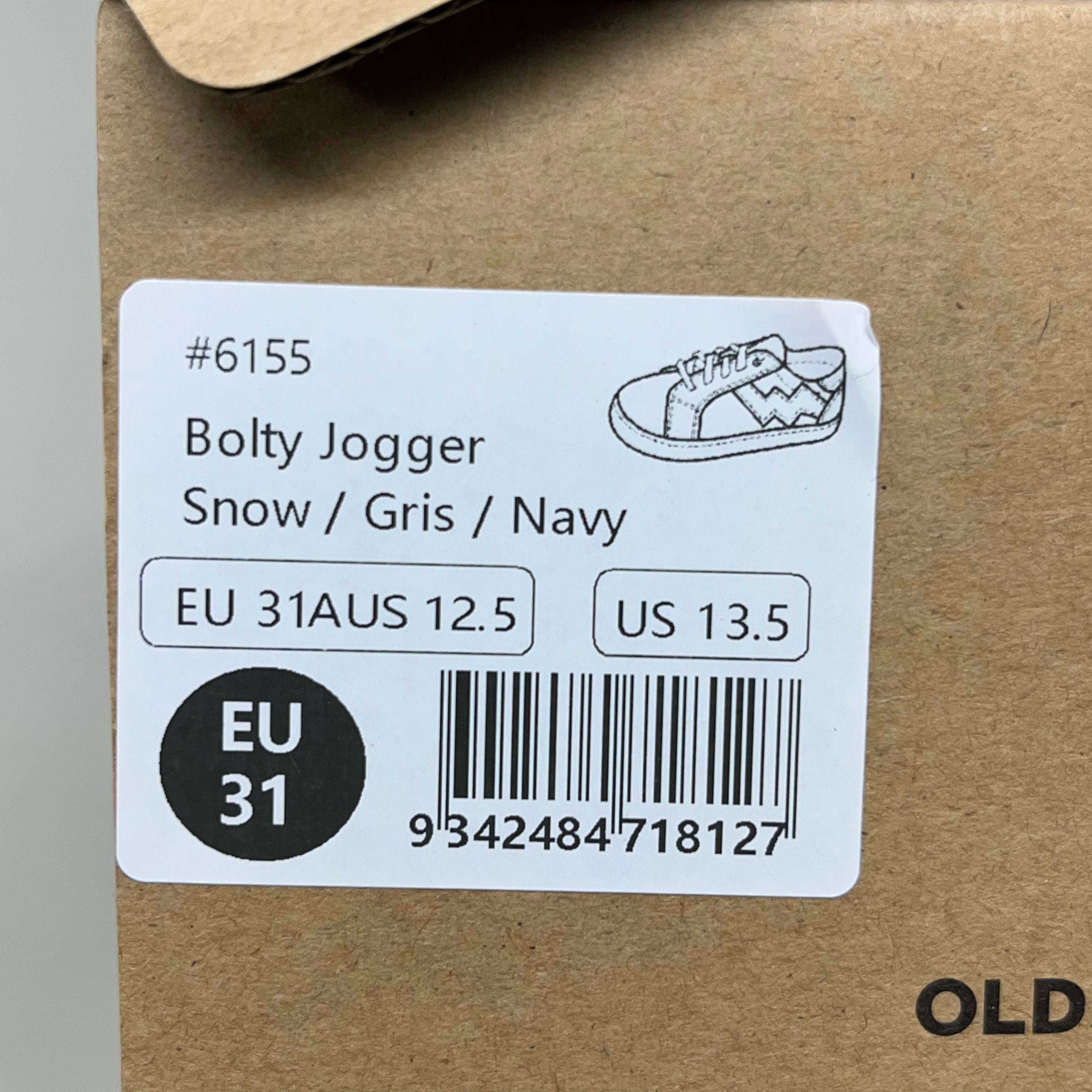 OLD SOLES Bolty Jogger Sneakers Kid’s Sz 13.5 EU 31 Snow/Gris/Navy #6155