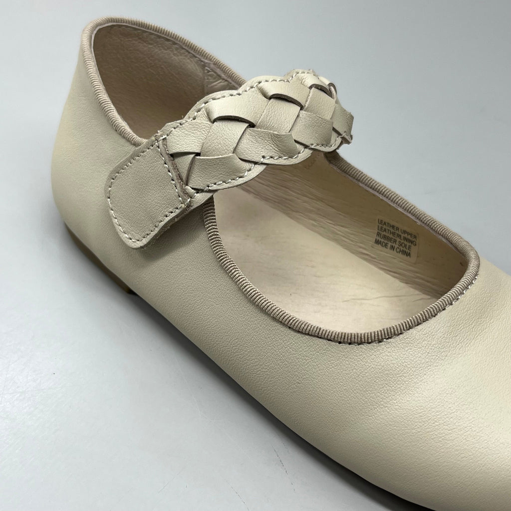 OLD SOLES Lady Plat Braided Strap Leather Shoe Kid’s Sz 27 US 10 Cream #817
