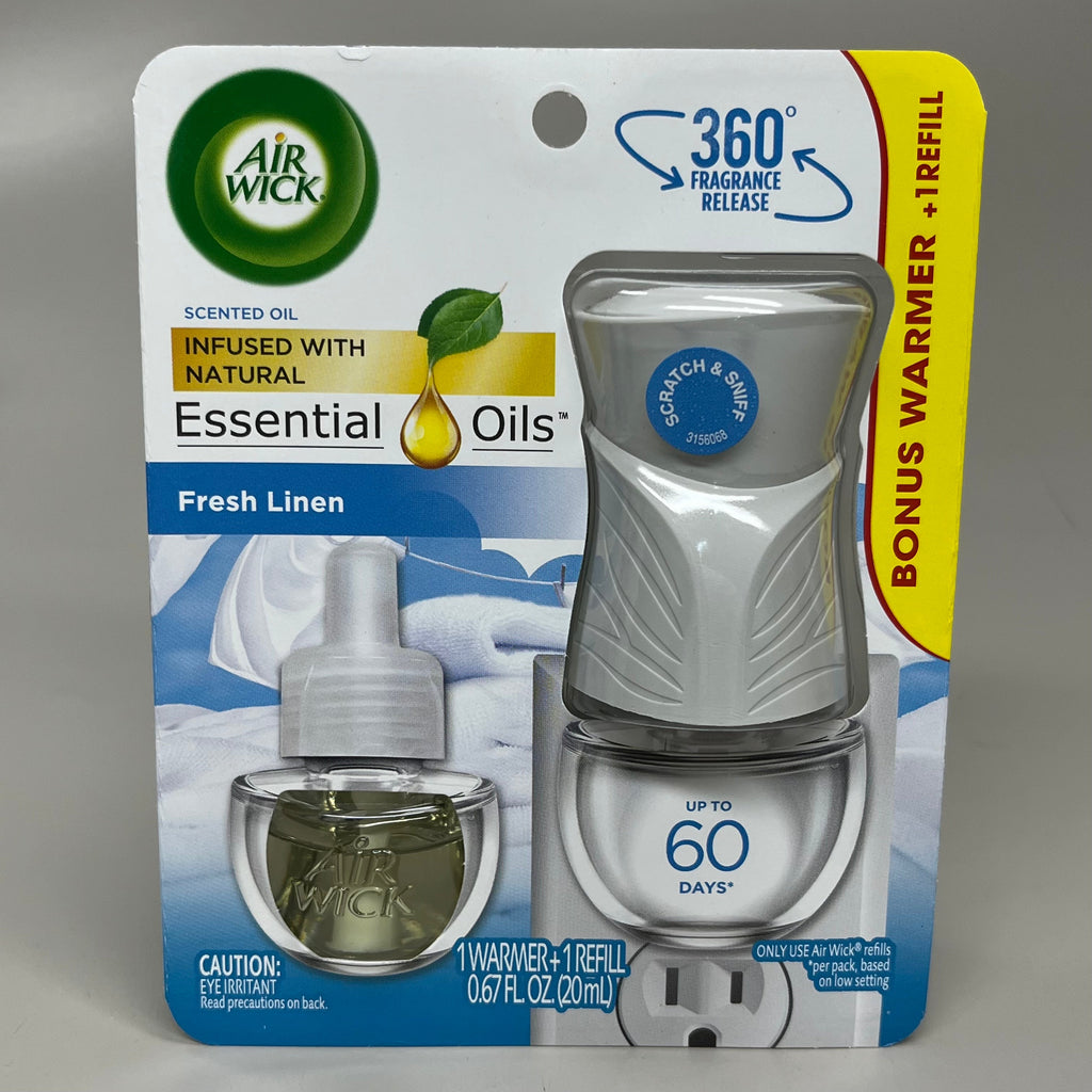 AIR WICK 6-PK! Plug in Air Freshener w/ Fresh Linen scent & essential oils (New)