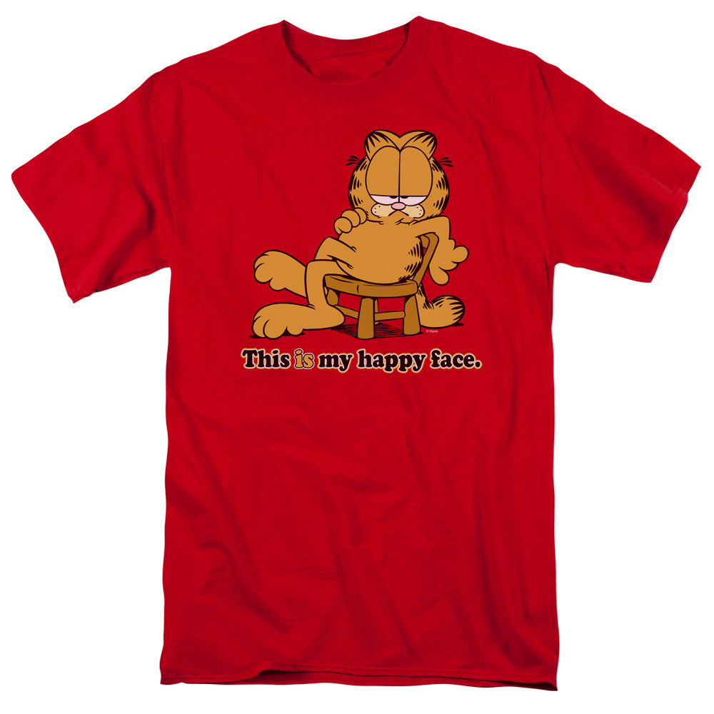 Garfield Happy Face Mens T Shirt Red Officially Licensed