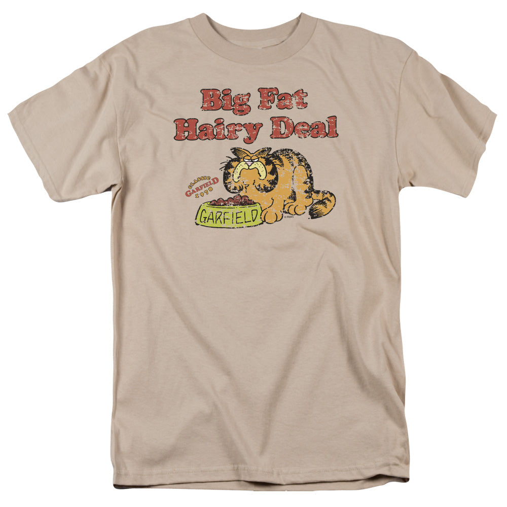Garfield Big Fat Hairy Deal Mens T Shirt Sand Officially Licensed