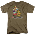 Garfield Balanced Diet Mens T Shirt Safari Green Officially Licensed