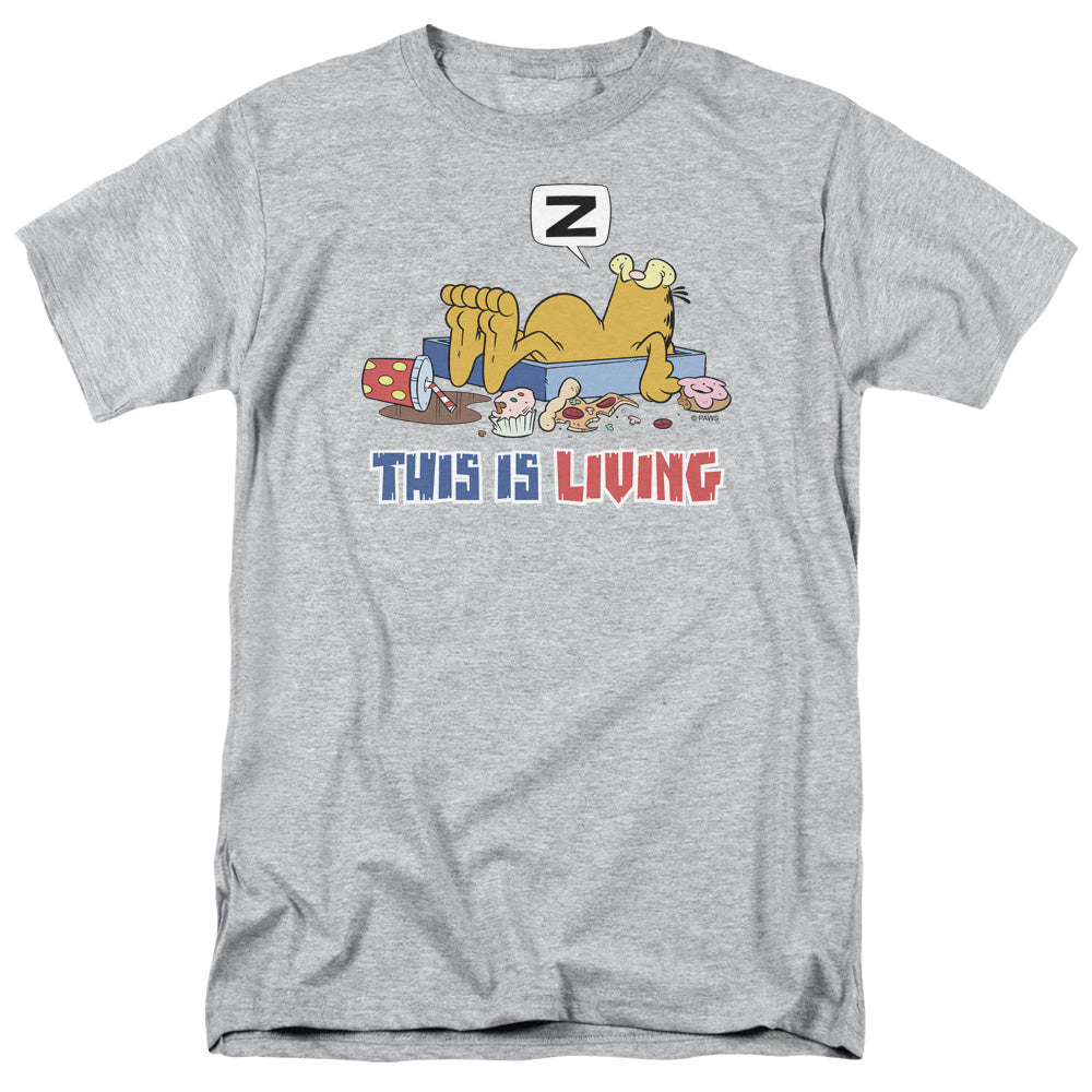 Garfield This Is Living Mens T Shirt Athletic Heather Officially Licensed