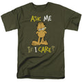 Garfield Ask Me If I Care Mens T Shirt Military Green Officially Licensed