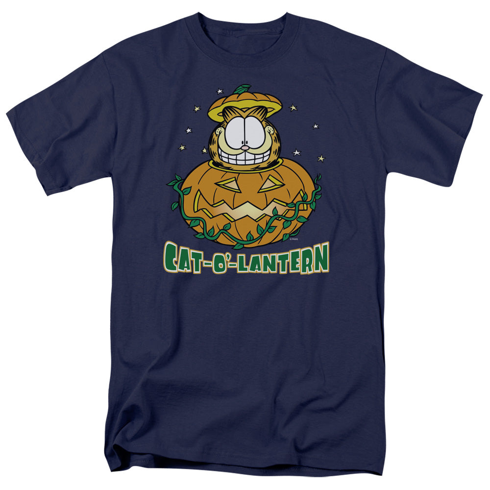 Garfield Cat O Lantern Mens T Shirt Navy Blue Officially Licensed