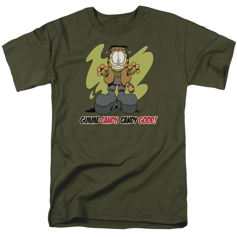 Garfield Candy Good Mens T Shirt Military Green Officially Licensed