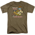 Garfield Walk The Plank Mens T Shirt Safari Green Officially Licensed