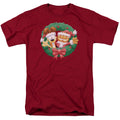 Garfield Christmas Wreath Mens T Shirt Cardinal Officially Licensed