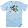 Garfield Snow Fun Mens T Shirt Light Blue Officially Licensed