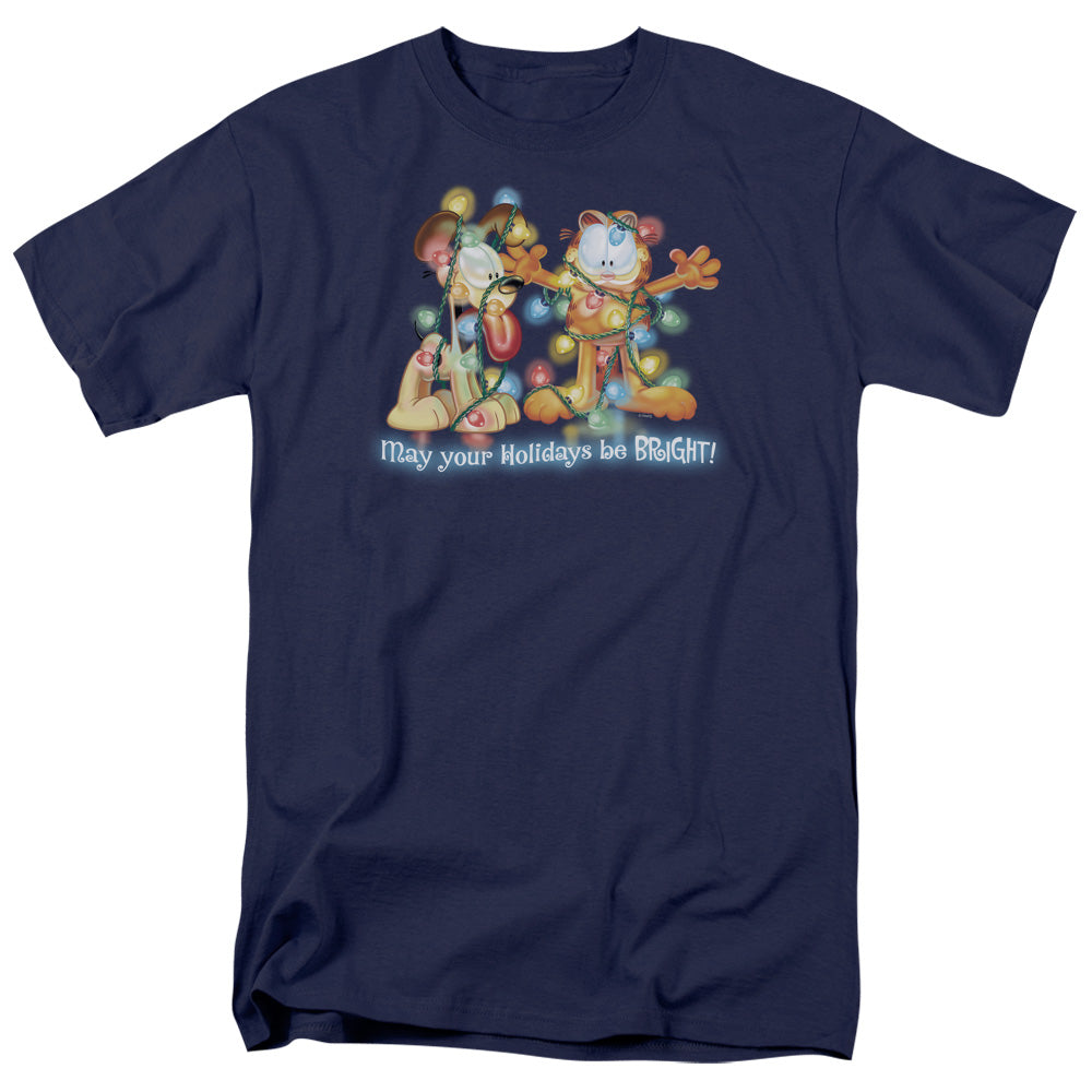 Garfield Bright Holidays Mens T Shirt Navy Blue Officially Licensed