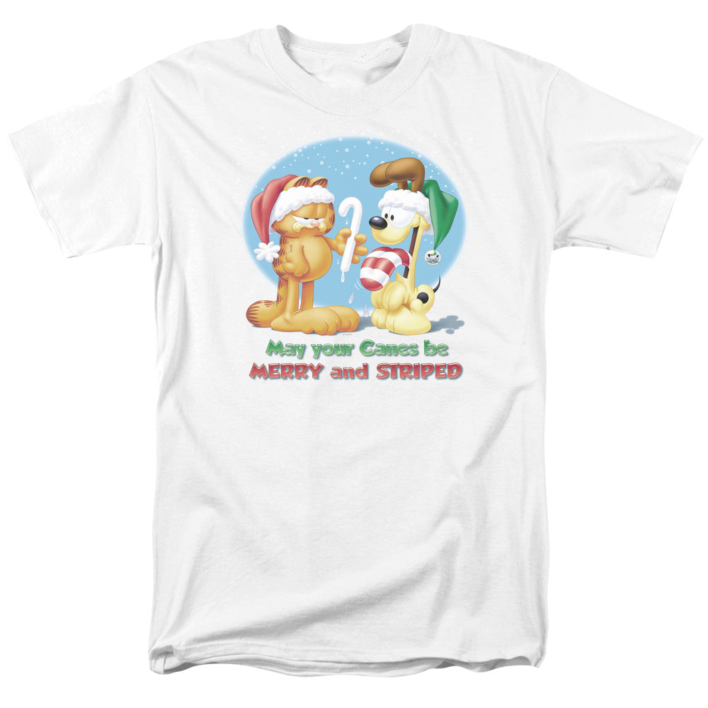 Garfield Merry And Striped Mens T Shirt White Officially Licensed