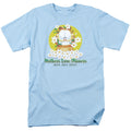 Garfield Mothers Love Flowers Mens T Shirt Light Blue Officially Licensed