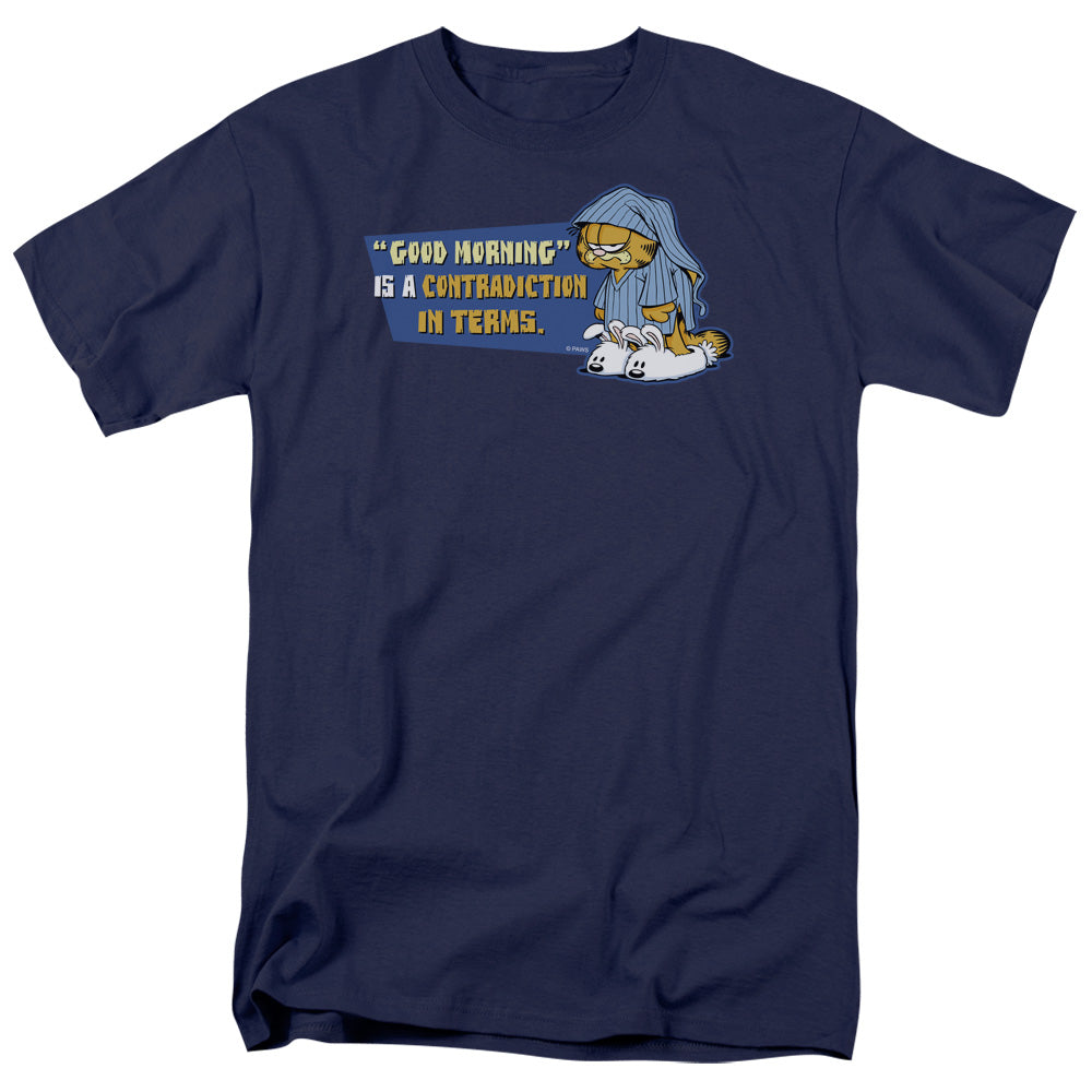 Garfield Contradicition in Terms Mens T Shirt Navy Blue Officially Licensed