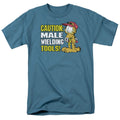 Garfield Caution Male Wielding Tools Mens T Shirt Slate Officially Licensed