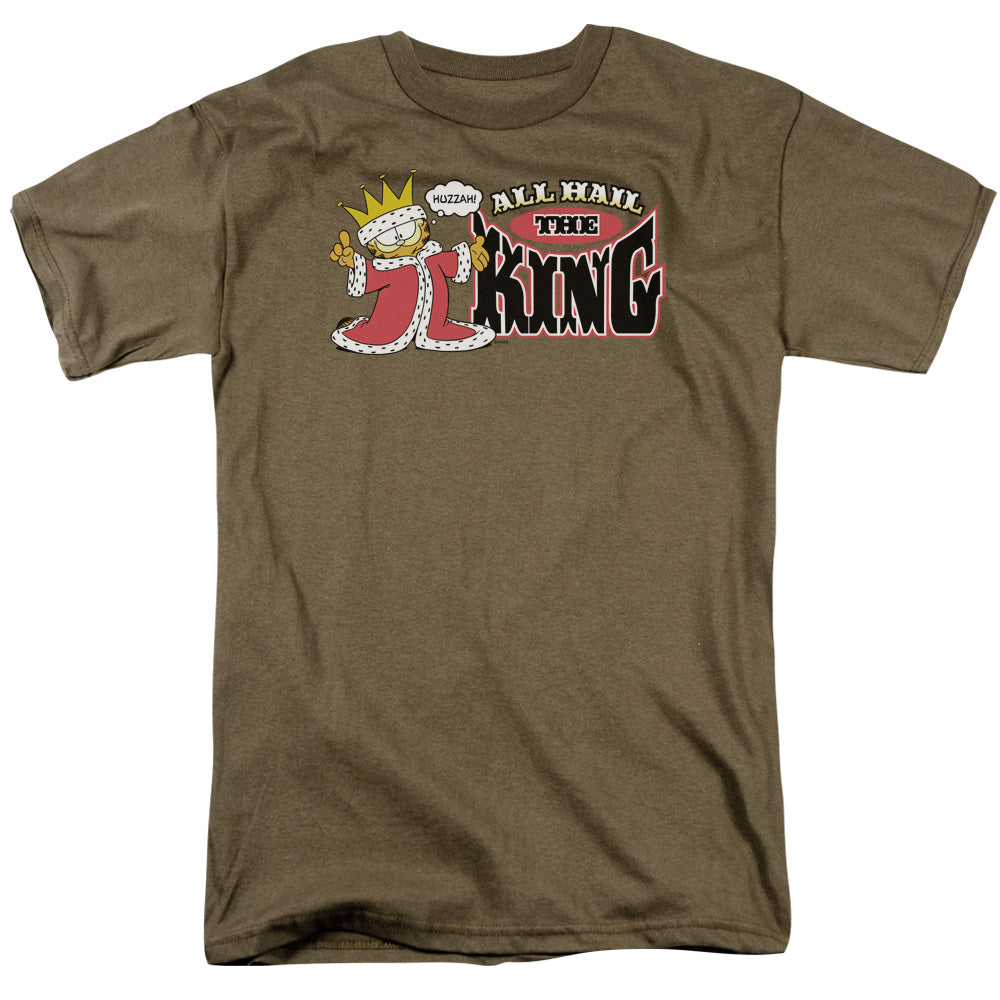 Garfield All Hail The King Mens T Shirt Safari Green Officially Licensed