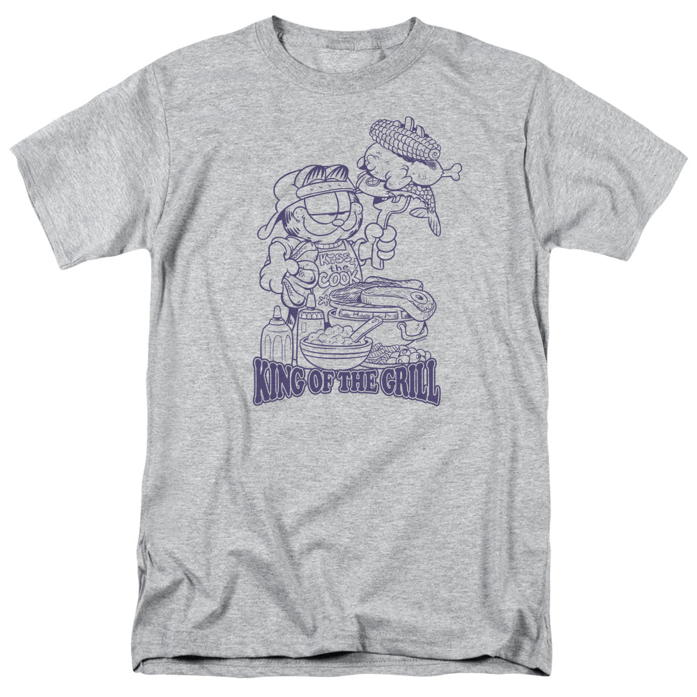 Garfield King Of The Grill Mens T Shirt Athletic Heather Officially Licensed