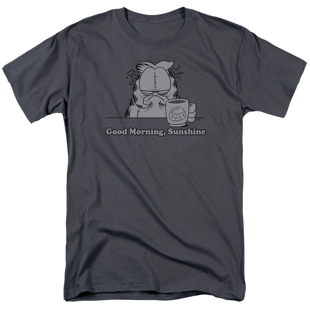 Garfield Good Morning Sunshine Mens T Shirt Charcoal Officially Licensed