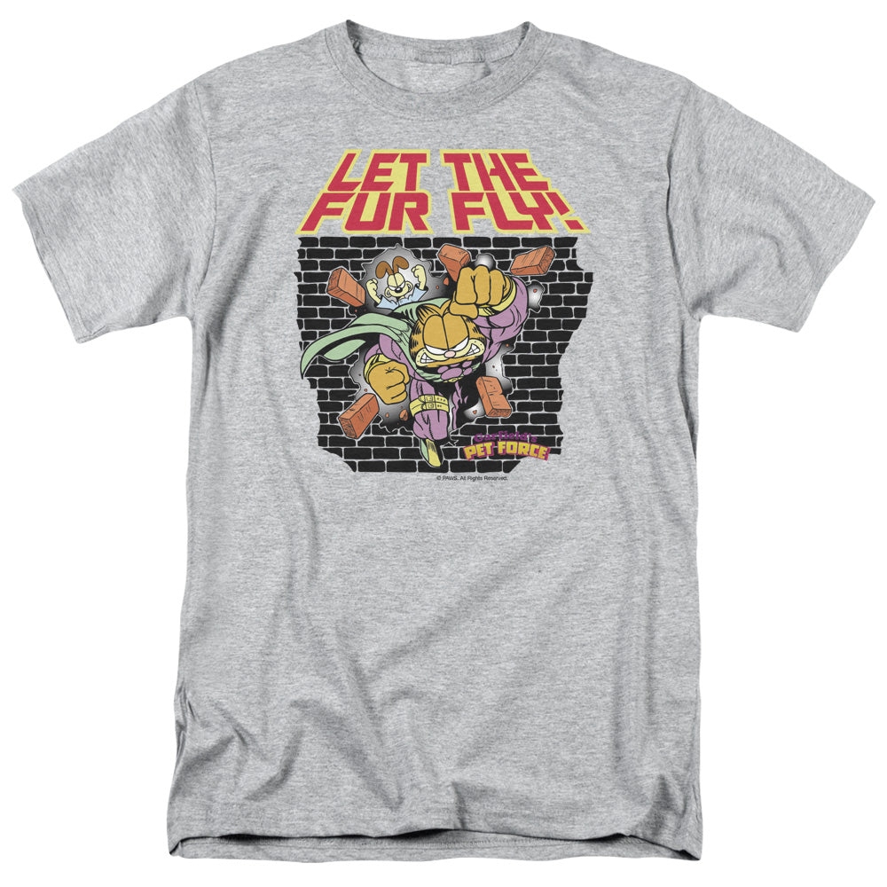 Garfield Let The Fur Fly Mens T Shirt Athletic Heather Officially Licensed