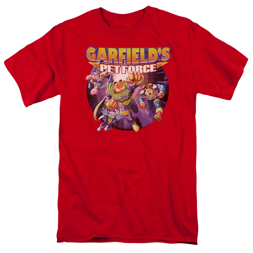 Garfield Pet Force Four Mens T Shirt Red Officially Licensed