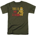 Garfield Leaving Mens T Shirt Military Green Officially Licensed