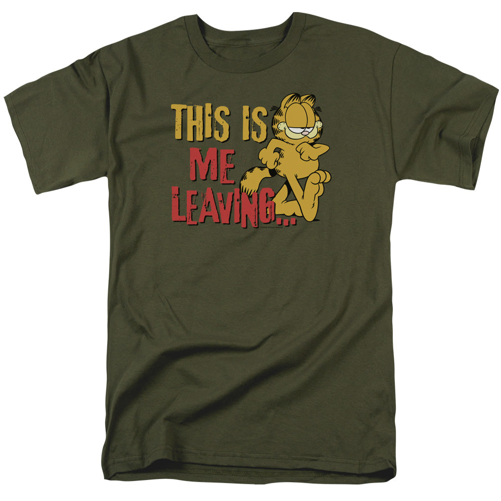 Garfield Leaving Mens T Shirt Military Green Officially Licensed