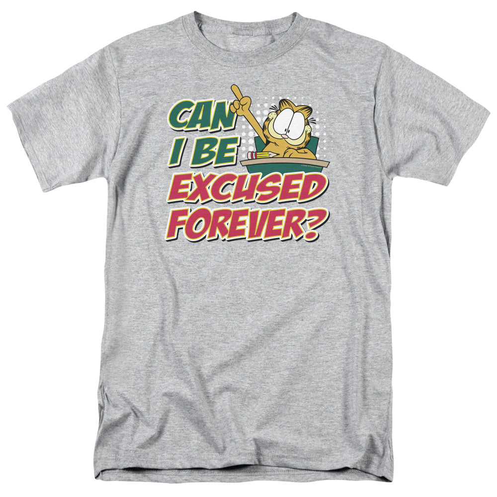 Garfield Excused Forever Mens T Shirt Athletic Heather Officially Licensed