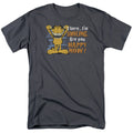 Garfield There Im Smiling Are You Happy Now Mens T Shirt Charcoal Officially Licensed