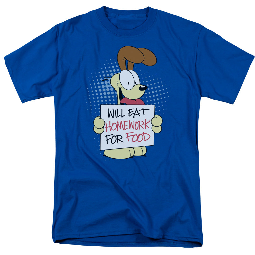 Garfield Will Eat Homework Mens T Shirt Royal Blue Officially Licensed