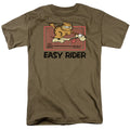 Garfield Vintage Easy Rider Mens T Shirt Safari Green Officially Licensed