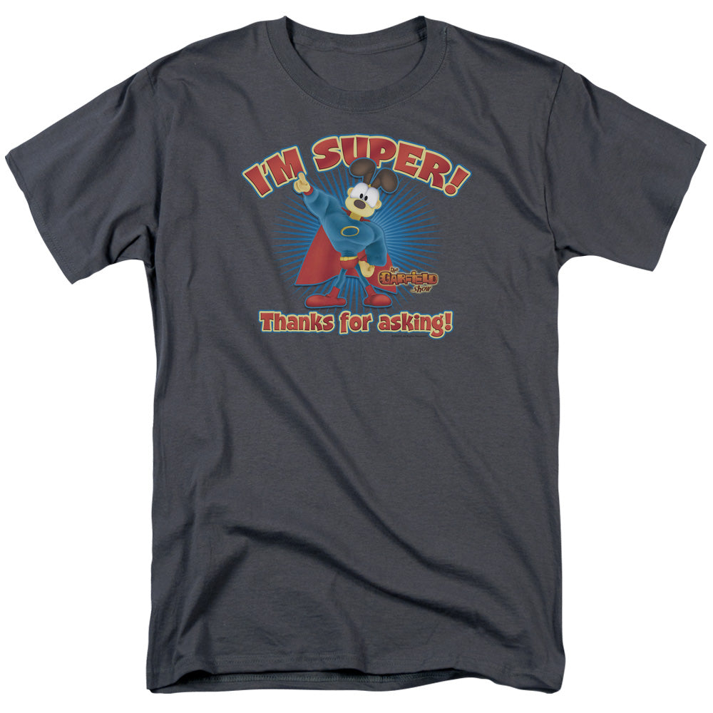 Garfield Im Super Mens T Shirt Charcoal Officially Licensed