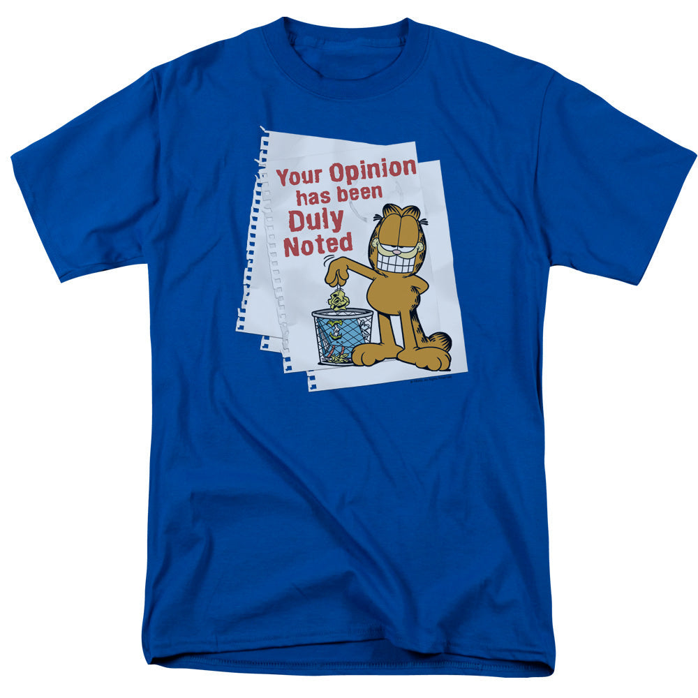 Garfield Duly Noted Mens T Shirt Royal Blue Officially Licensed