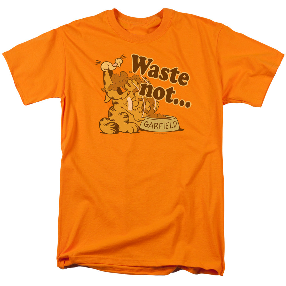 Garfield Waste Not Mens T Shirt Orange Officially Licensed