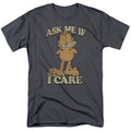 Garfield Ask Me Mens T Shirt Charcoal Officially Licensed