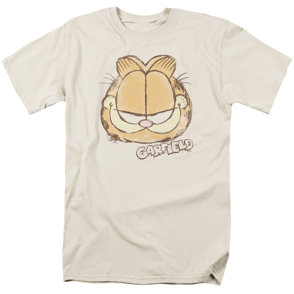 Garfield Water Color Cat Mens T Shirt Cream Officially Licensed
